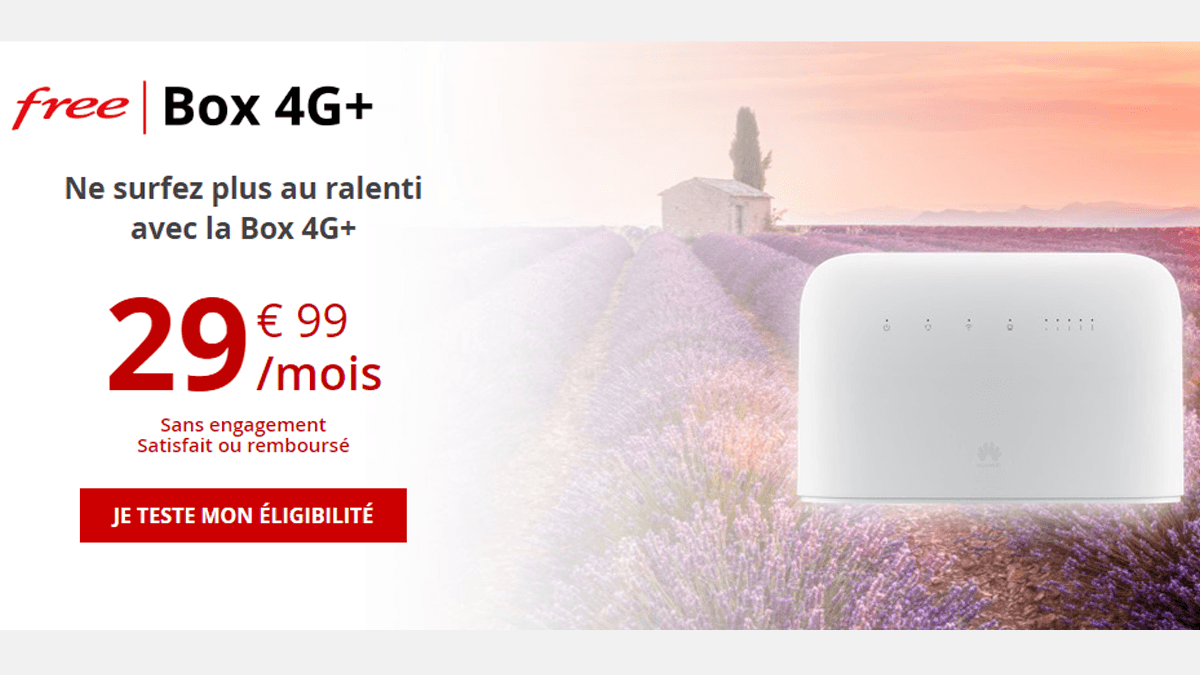 La box 4G Free n'est qu'à 29,99€/mois mais ne donne accès qu'à 250 Go de data, sans téléphonie ni télévision.