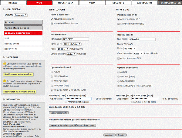 Changer nom SSID RED