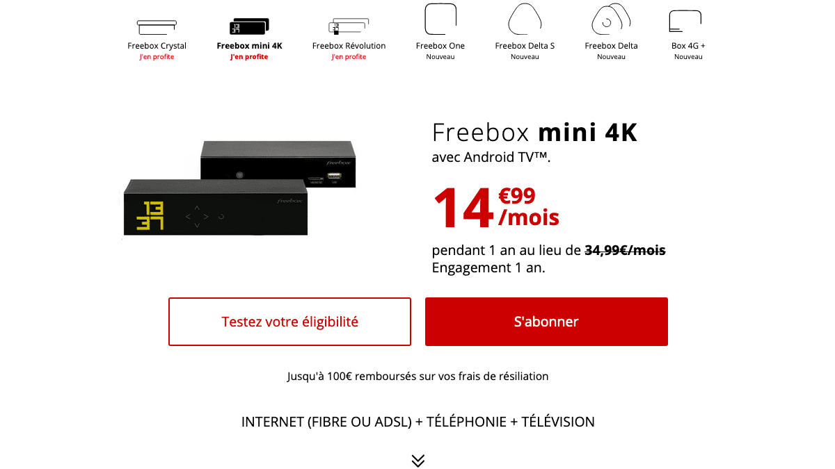 Promo Freebox mini 4K chez Free.