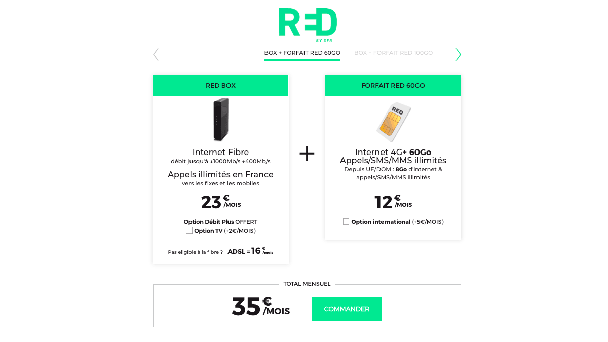 RED By SFR met à 35 euros son pack box internet + mobile à 60Go