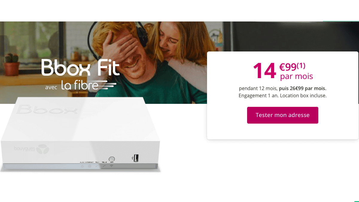 Chez Bouygues Telecom, la Bbox Fit fibre est en promotion.