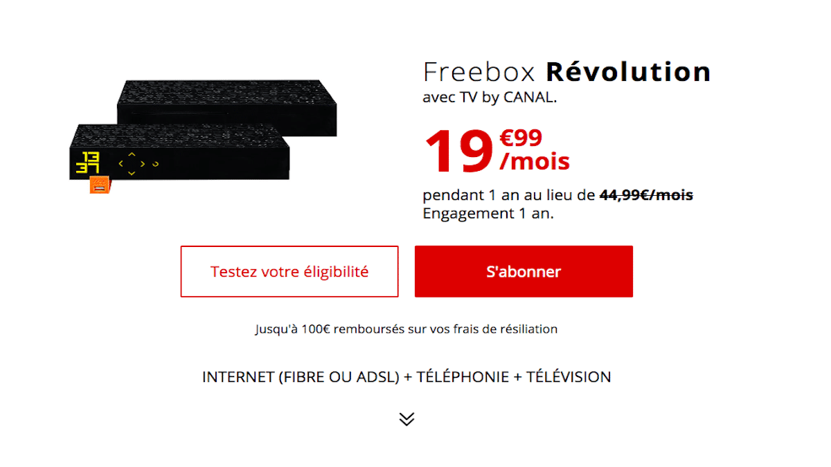 Promo sur la Freebox Révolution avec large offre télévisée