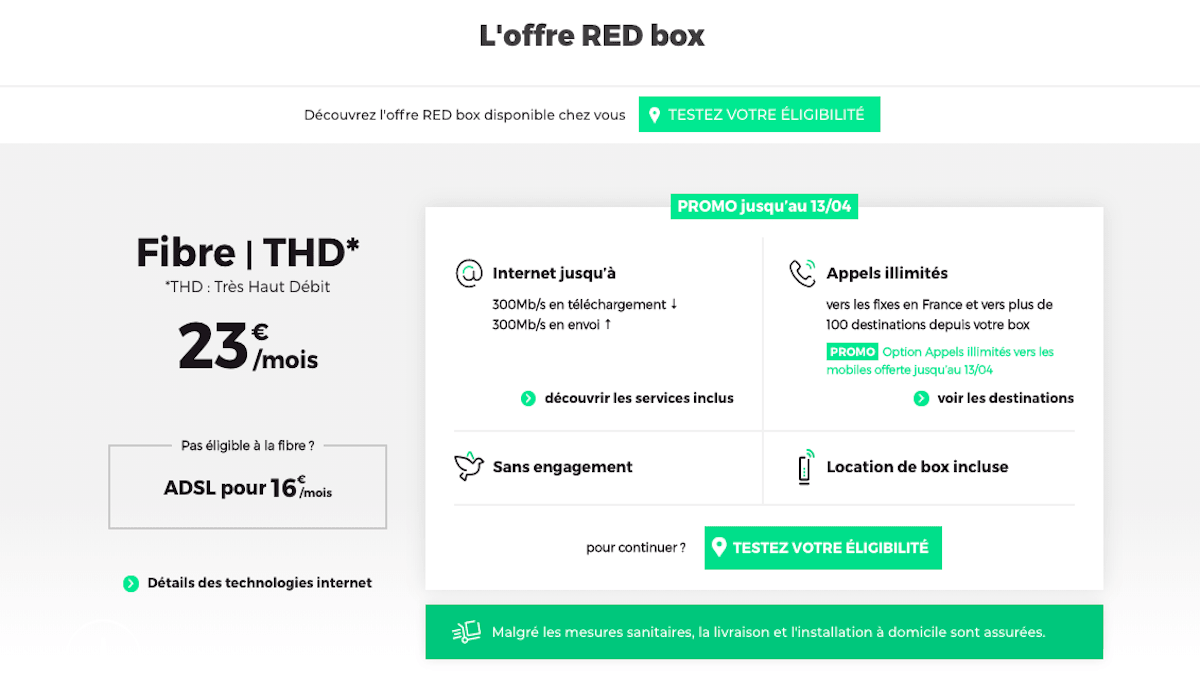 box internet adsl en promotion chez RED by SFR