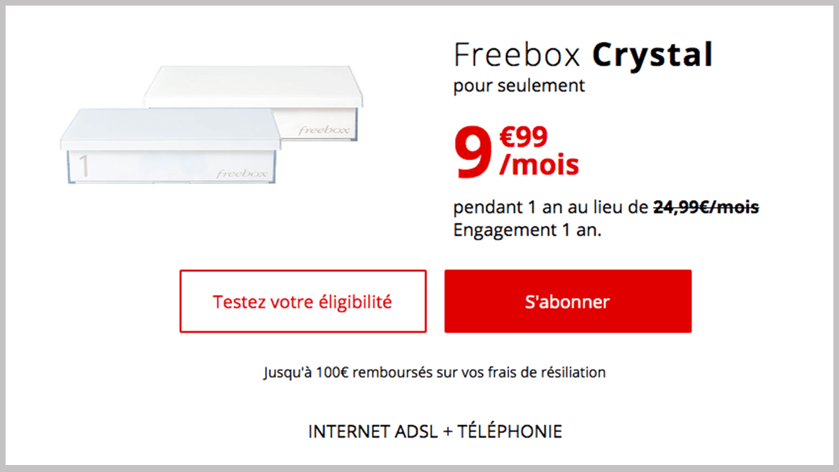 Freebox Crystal à moins de 10€.