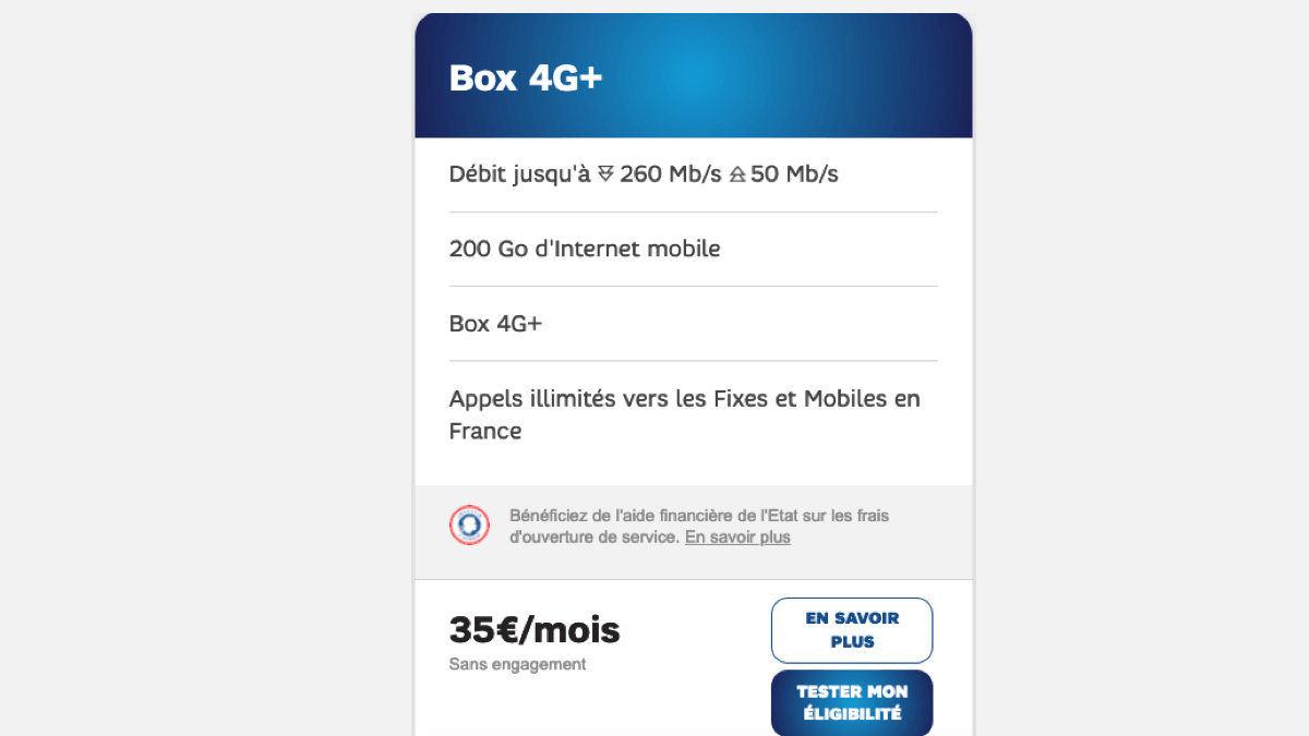 SFR affiche une box internet 4G à 35€/mois