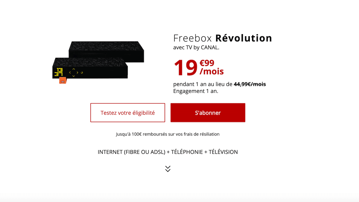 La Freebox Révolution est une box internet avec bouquet TV