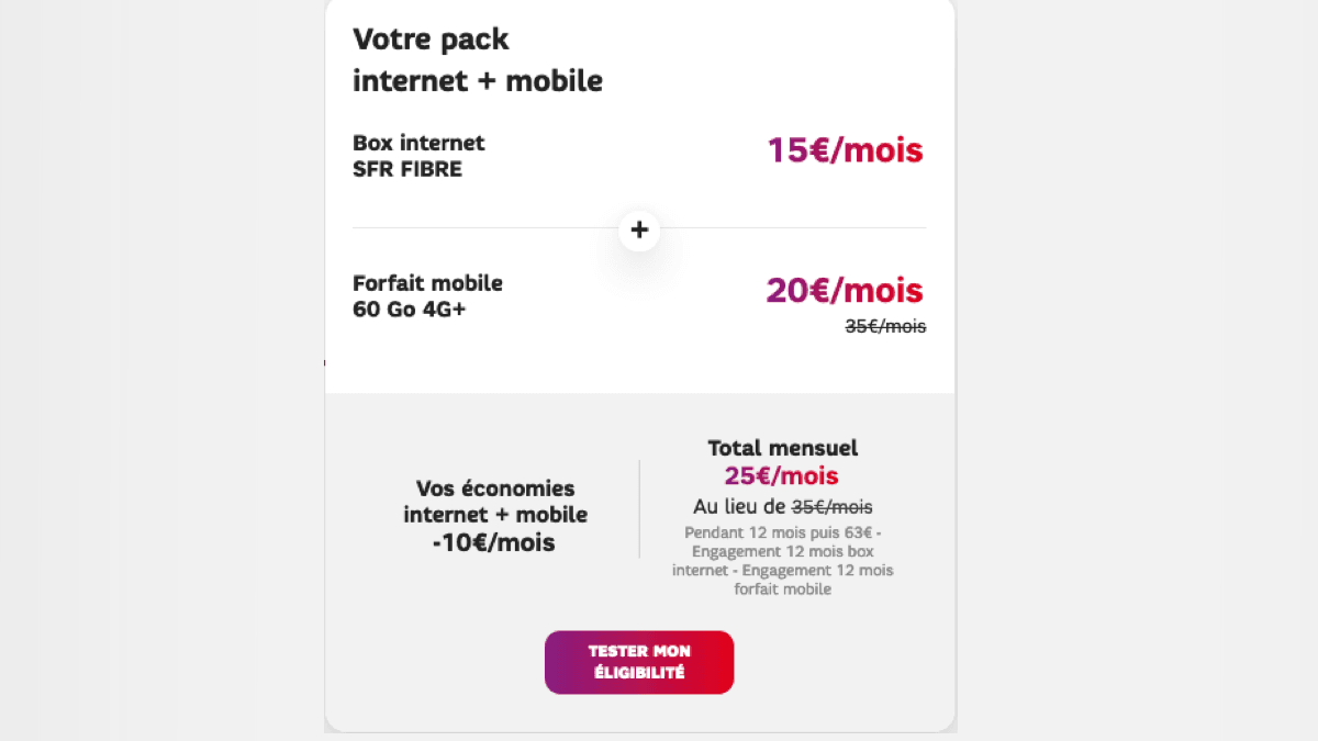 La box internet avec forfait 60 Go de SFR est à 25€/mois