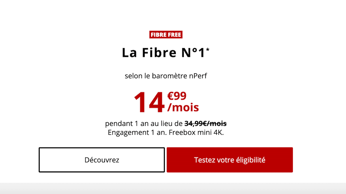 La fibre optique de Free à 15€/mois est numéro 1 en France