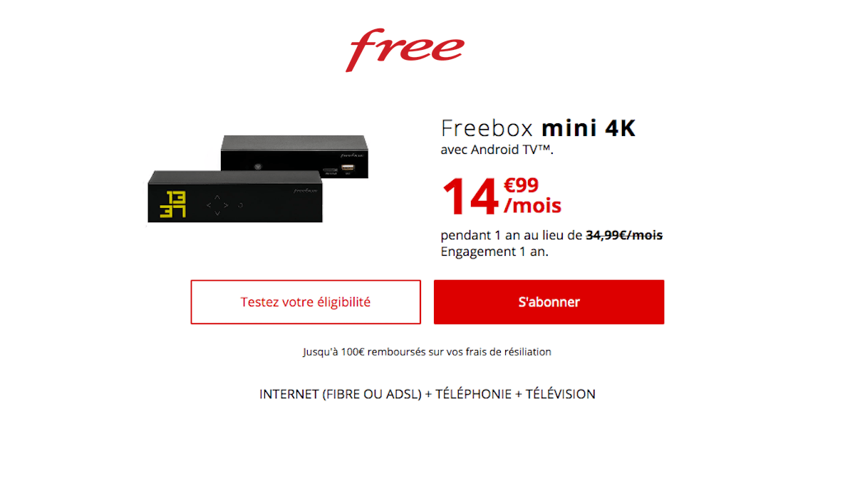 Freebox mini 4k à 14,99 moitié prix