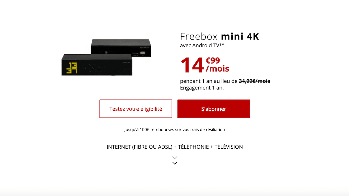 La Freebox mini 4K propose la fibre optique à 15€ à peu de choses près