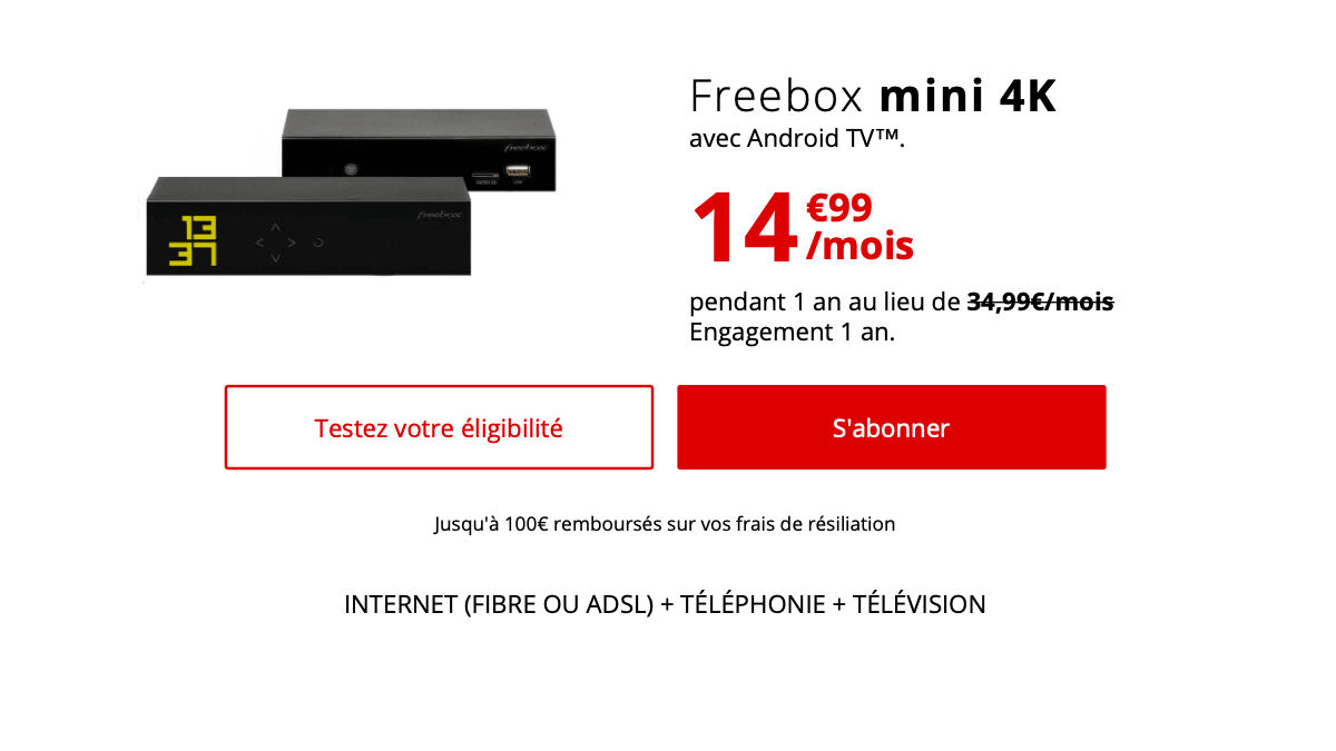 La Freebox en promo propose également la TV d'Android.