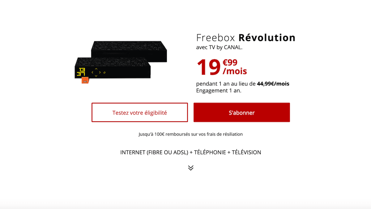 Une freebox pas chère en triple play : la Freebox Révolution.