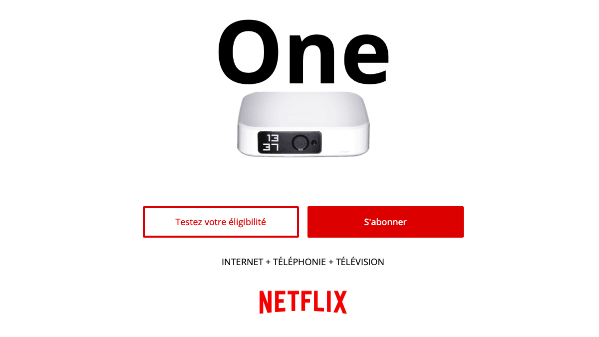 La Freebox One, c'est une box en promo avec Netflix inclus.