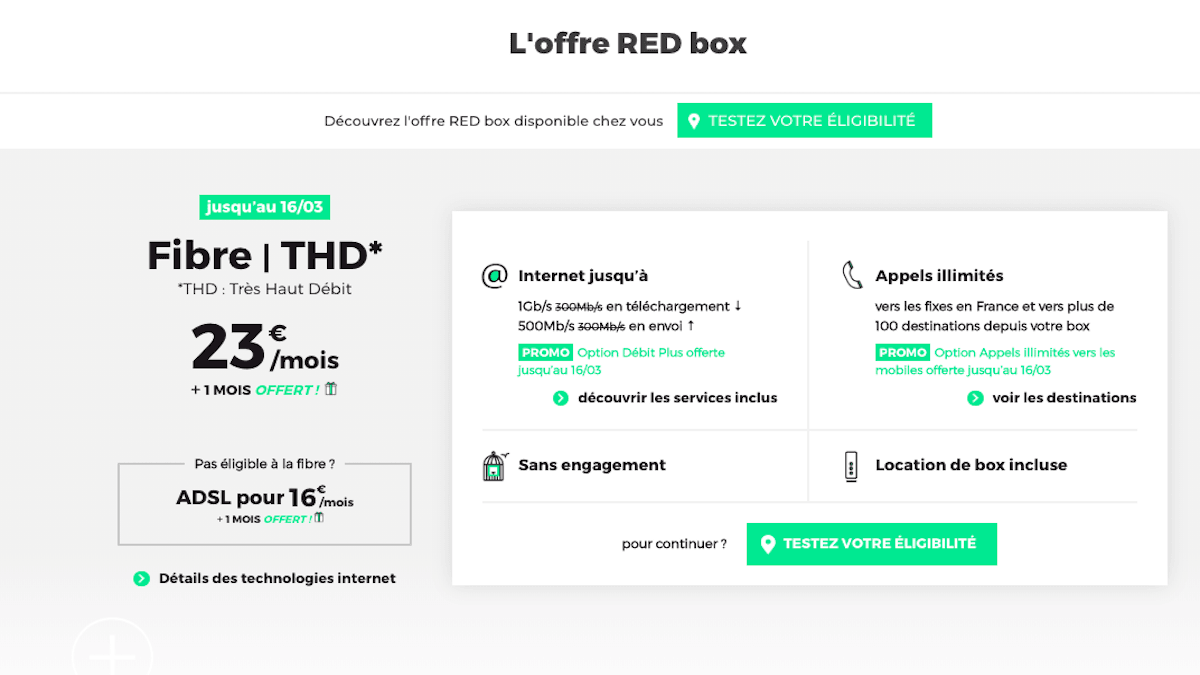 Box internet dual play RED Box RED by SFR options offertes