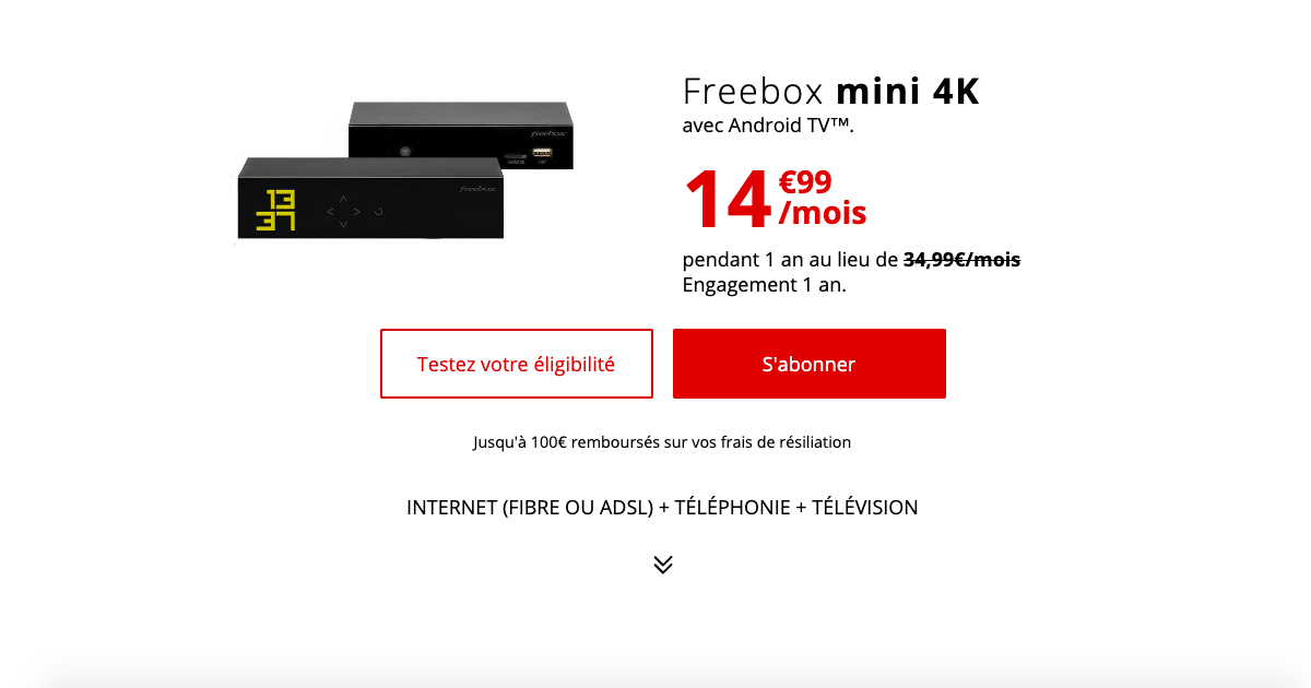 La Freebox mini 4K à 14,99€/mois pendant un an