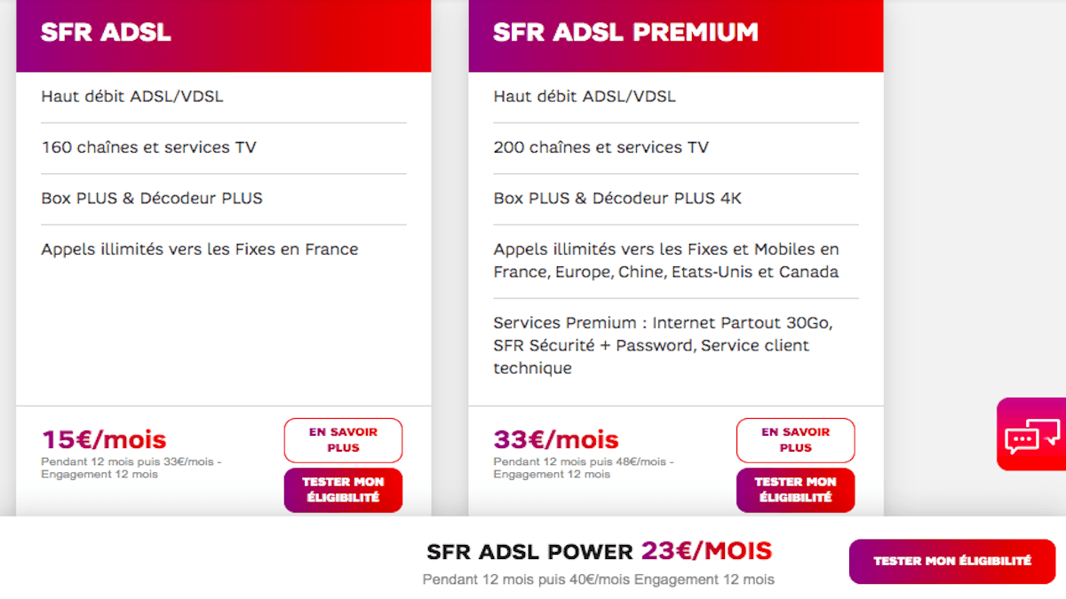 Box internet ADSL en promotion chez SFR