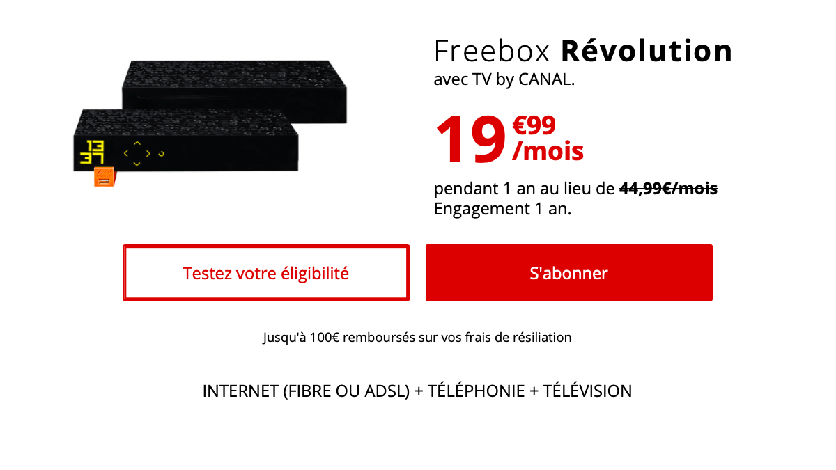 La Freebox avec Canal est disponible à moins de 20€ par mois.