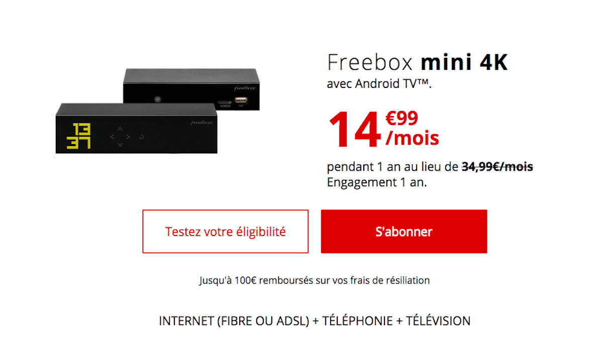 Freebox mini 4K ADSL fibre optique