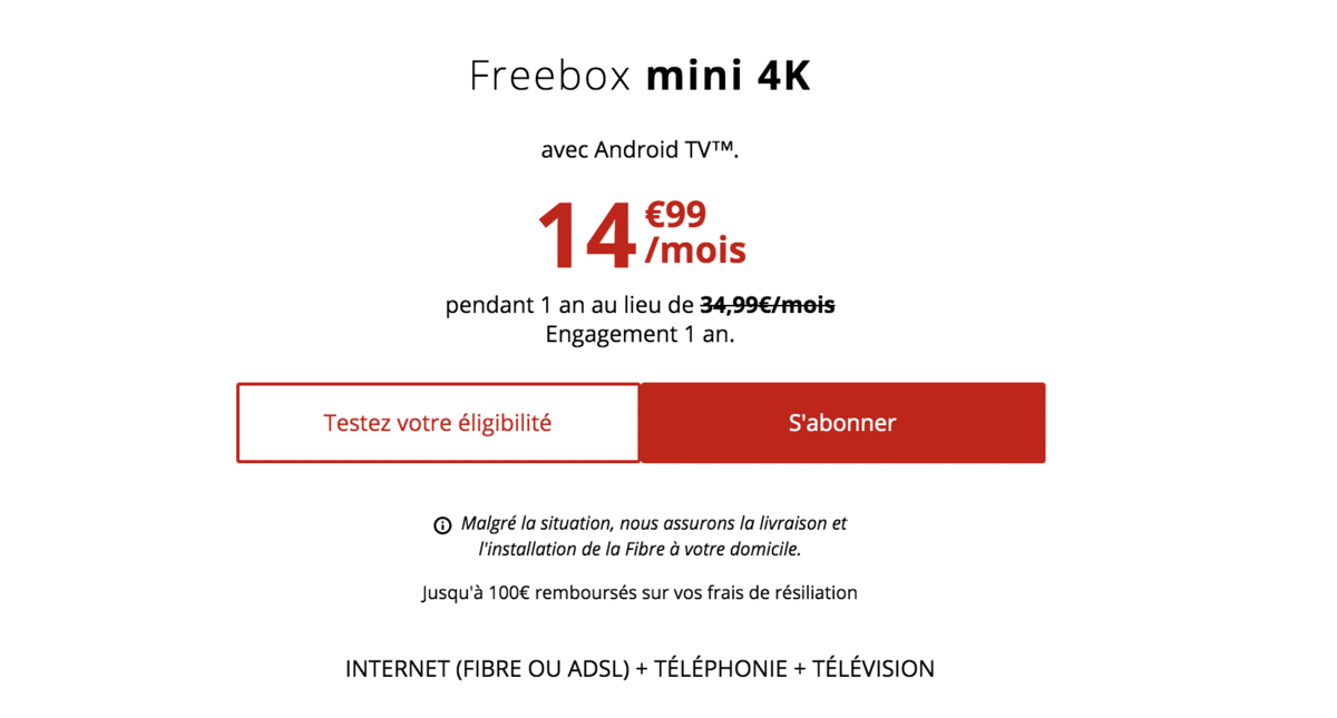 La Freebox mini 4K pour 14,99€ par mois