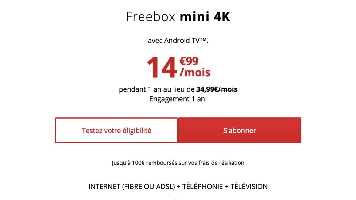 Freebox mini 4K à moins de 16€ par mois