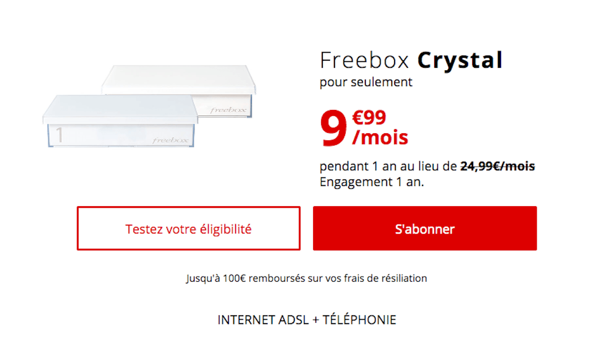 Promo box internet ADSL freebox crystal