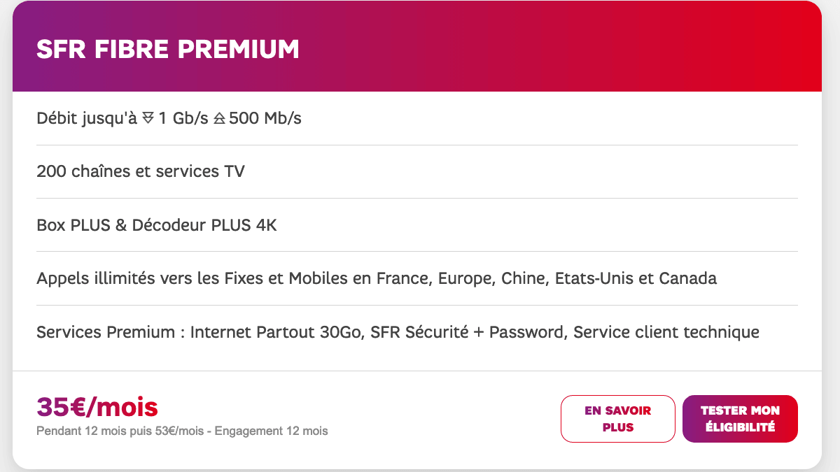 Box SFR Premium promo.