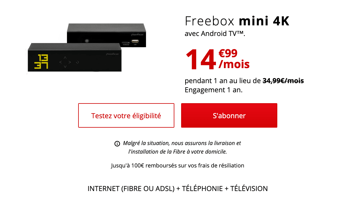 Freenox mini 4K fibre optique pas chère.