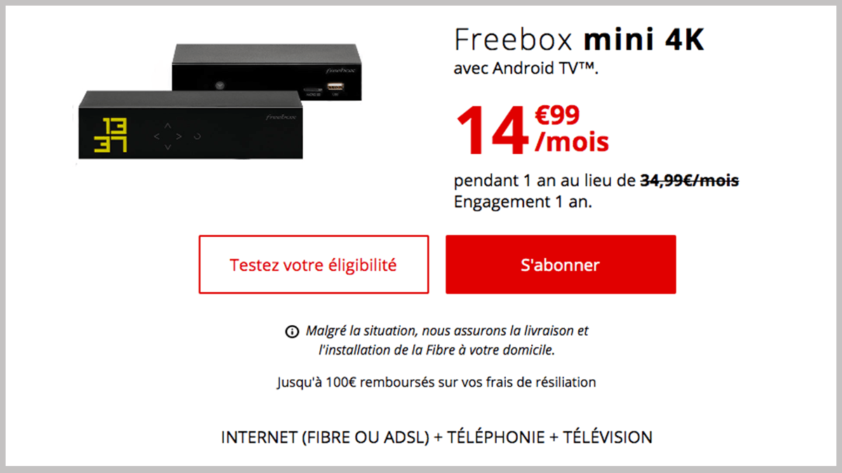 Freebox mini 4K en réduction 1 an
