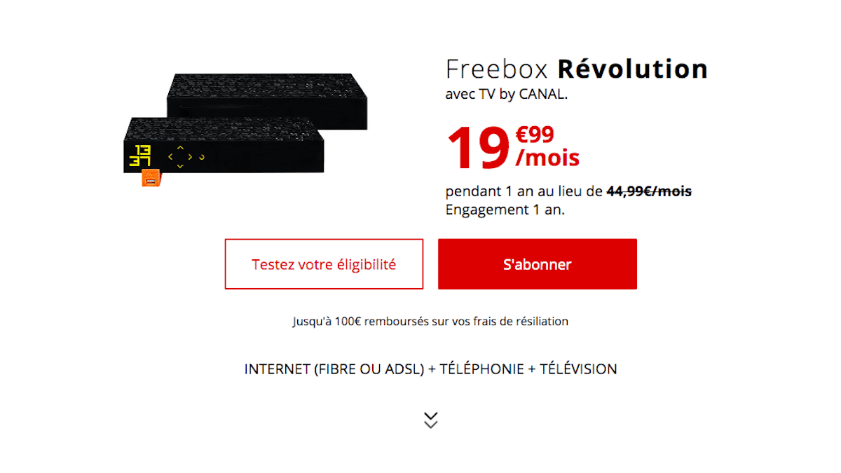 Freebox Révolution à moins de 20€