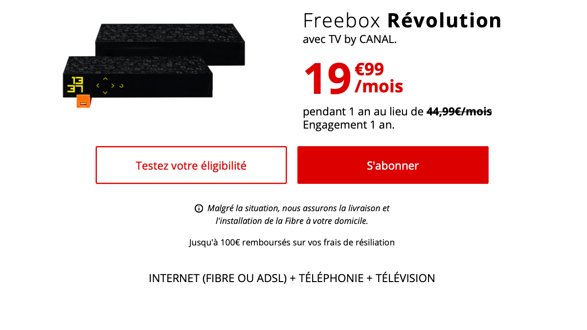 La Freebox Révolution : 20€ par mois pour internet très haut débit.