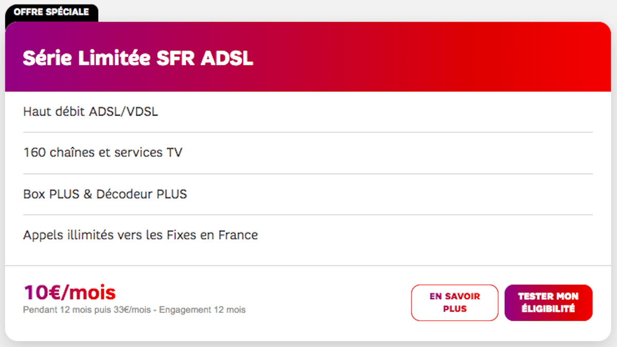 SFR Box 10€ ADSL promo