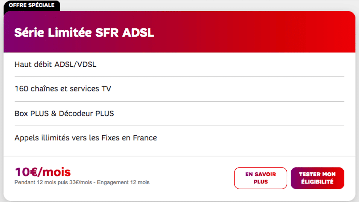 SFR Box 10€ version ADSL