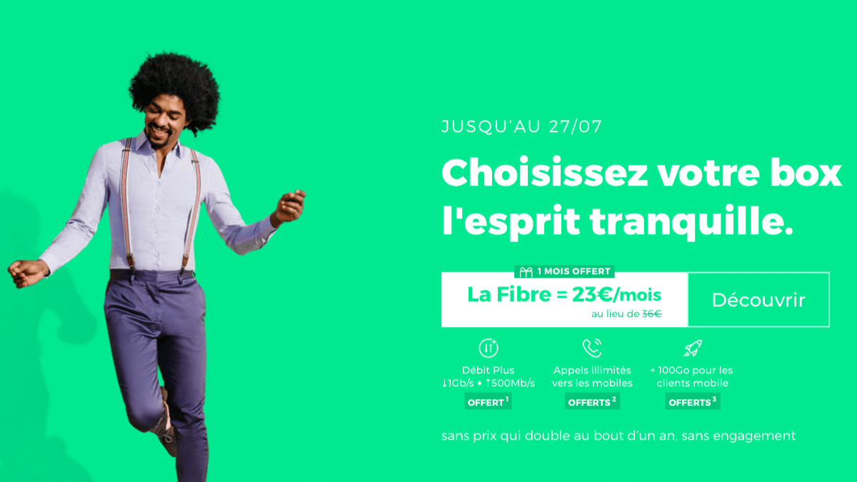 La fibre optique avec RED by SFR est à 23€/mois.