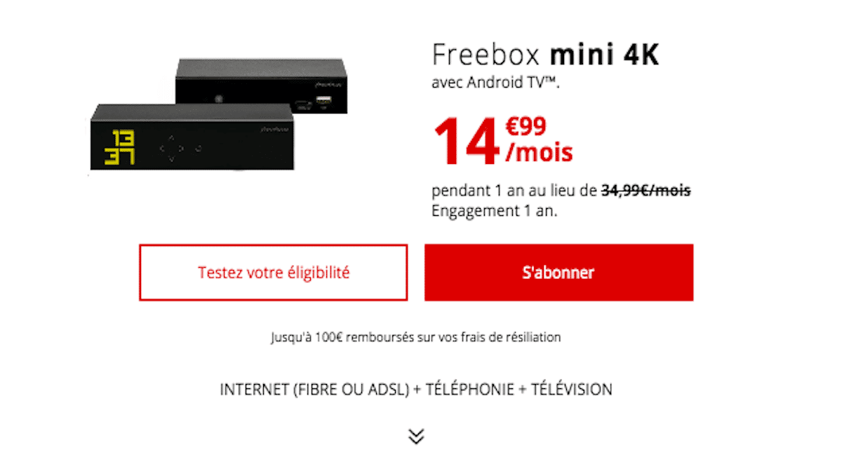 Freebox mini 4K à 15€ avec TV