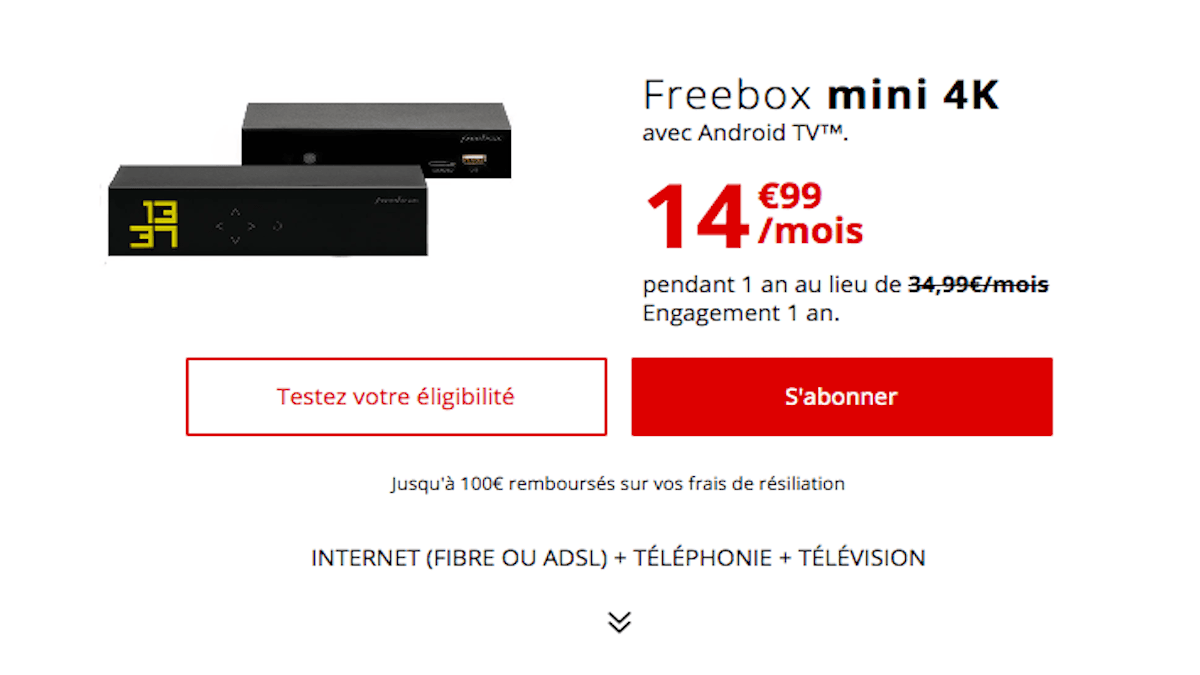 Freebox mini 4K avec TV à 15€
