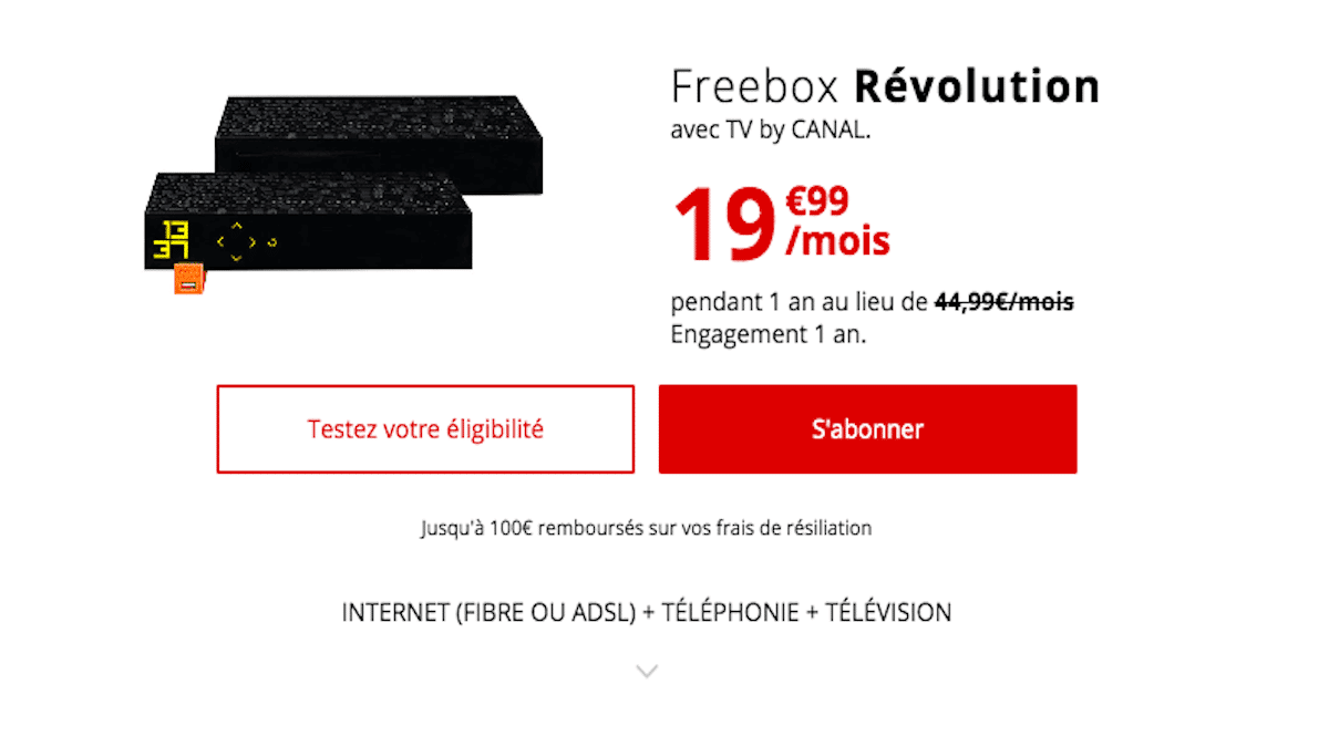Petit prix avec la Freebox Révolution
