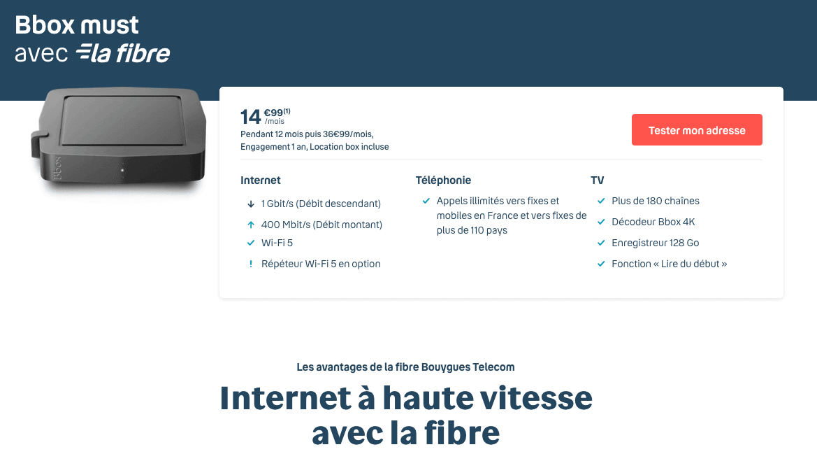 la box fibre optique de Bouygues Telecom