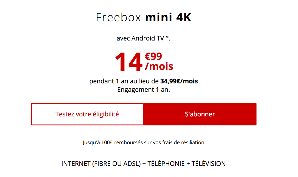 la Freebox mini 4K est au prix de 14,99€