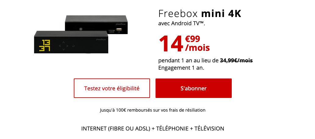 Freebox mini 4K 14,99€/mois