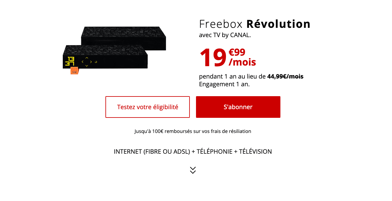 Freebox Révolution de 19,99€/mois : le triple play bon marché