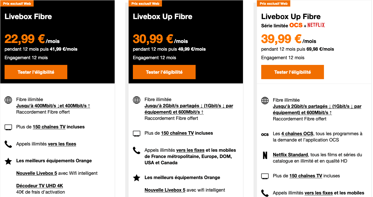 Livebox Orage 22,99€/mois