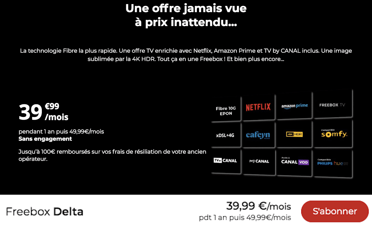 Box internet Netflix inclus Freebox Delta Free Cyber Monday