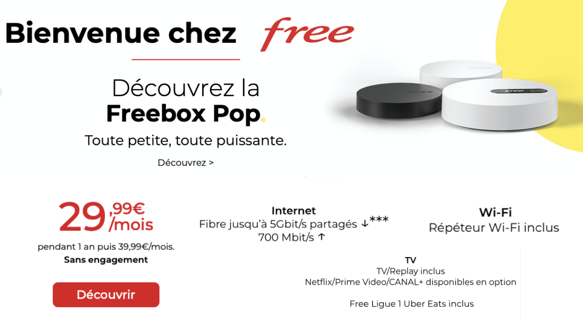 Freebox Pop pour 29,99€ par mois.