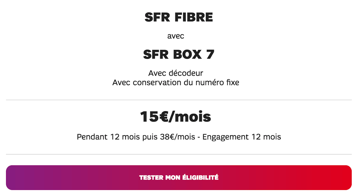 Offre internet SFR Starter fibre optique + TV