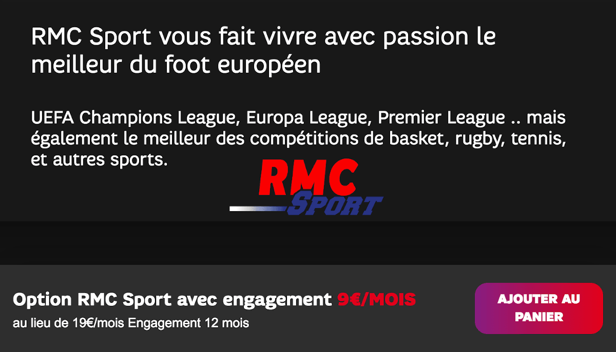 SFR internet Starter option TV RMC Sport avec engagement