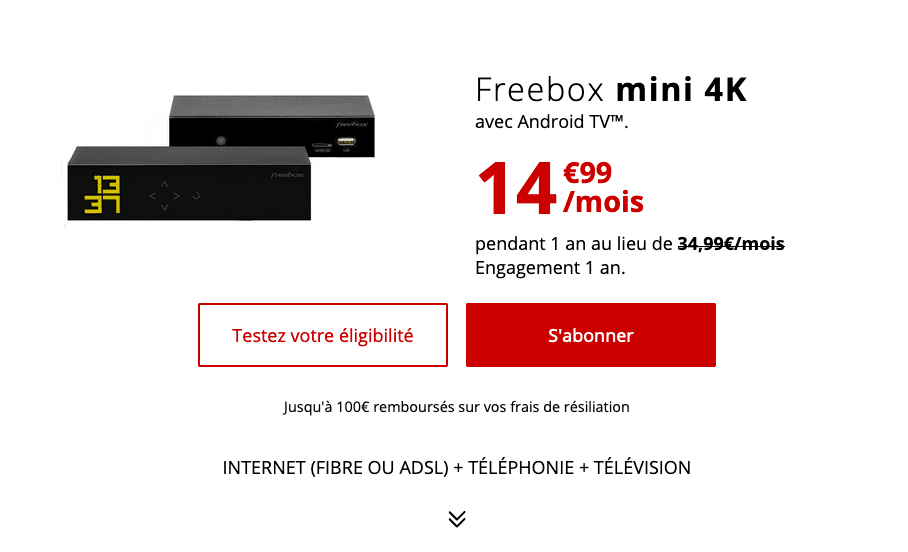 freebox mini 4K box fibre