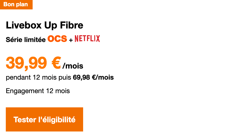 Livebox Up Fibre avec Netflix