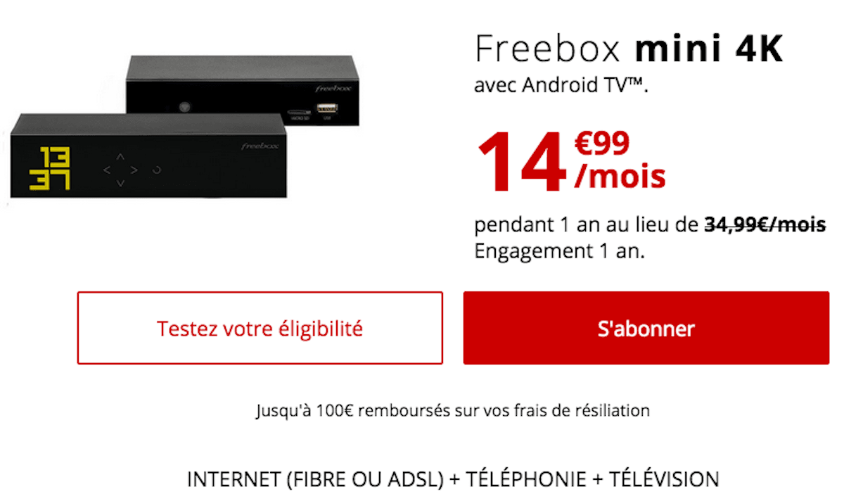 Box pas chère Freebox Mini 4K avec TV par Free