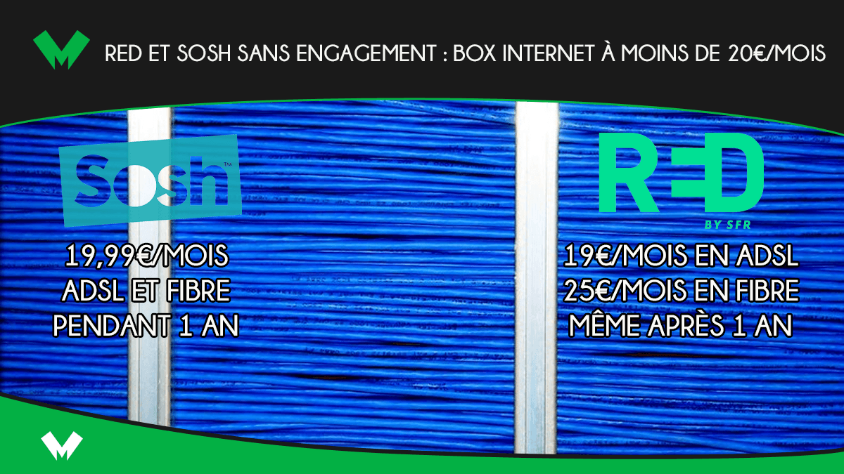 RED et Sosh sans engagement : box internet à moins de 20€/mois