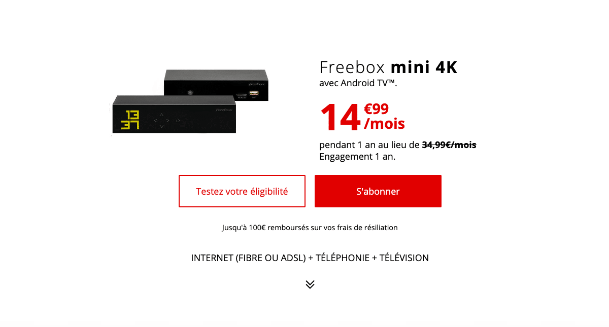 Freebox mini 4K moins de 20 euros